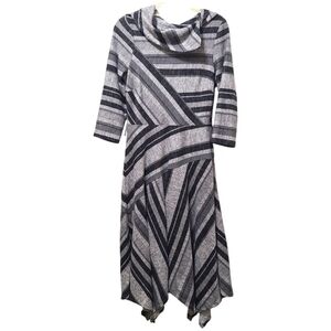DANNY & NICOLE LADIES COWL NECK QUARTER SLEEVE‎ FLARED SKIRT LONG DRESS 10 GRAY